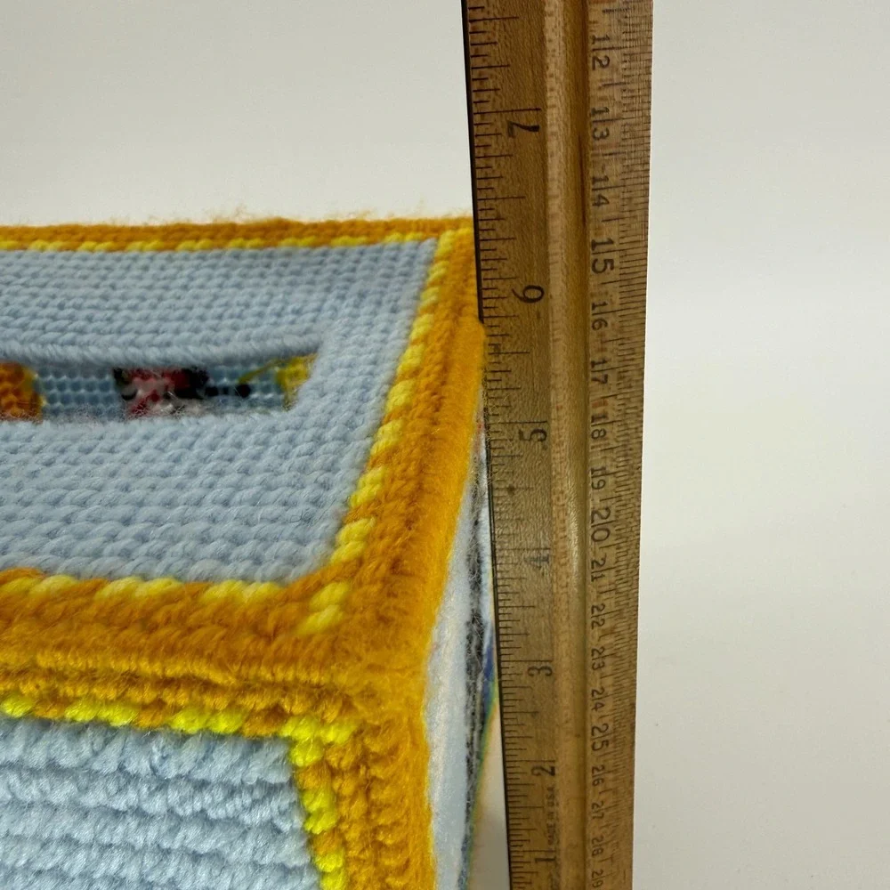 Vintage Handmade Needlepoint Plastic Canvas Tissue Box‎ Cover LIGHTHOUSE